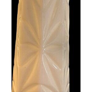 vtg “f” white milk glass star burst 9" bud vase